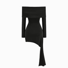 Black draped jersey mini dress