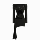 Black draped jersey mini dress