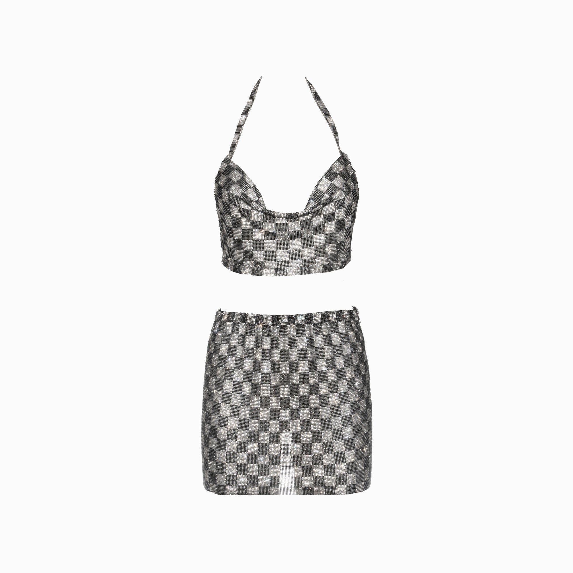 Silver squares crystals set