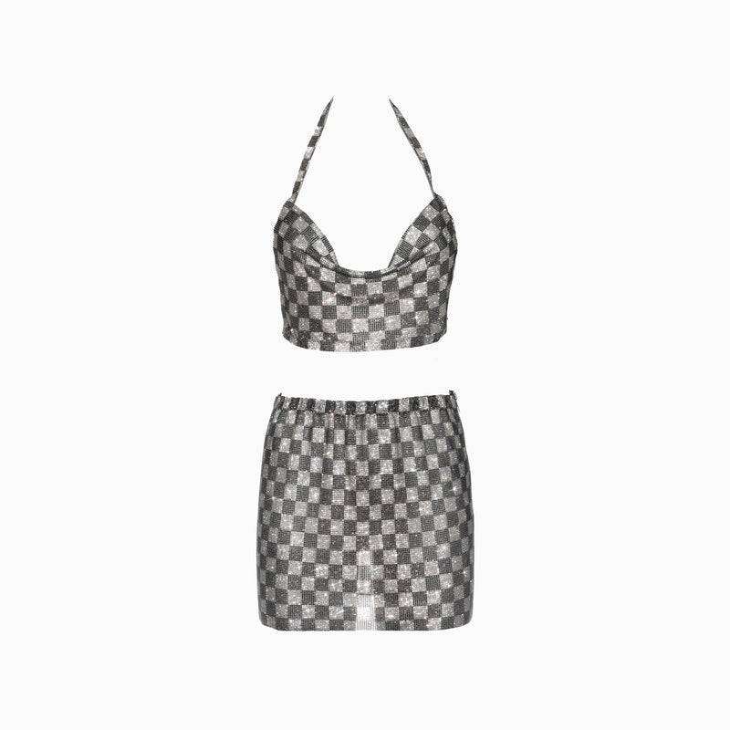 Silver squares crystals set