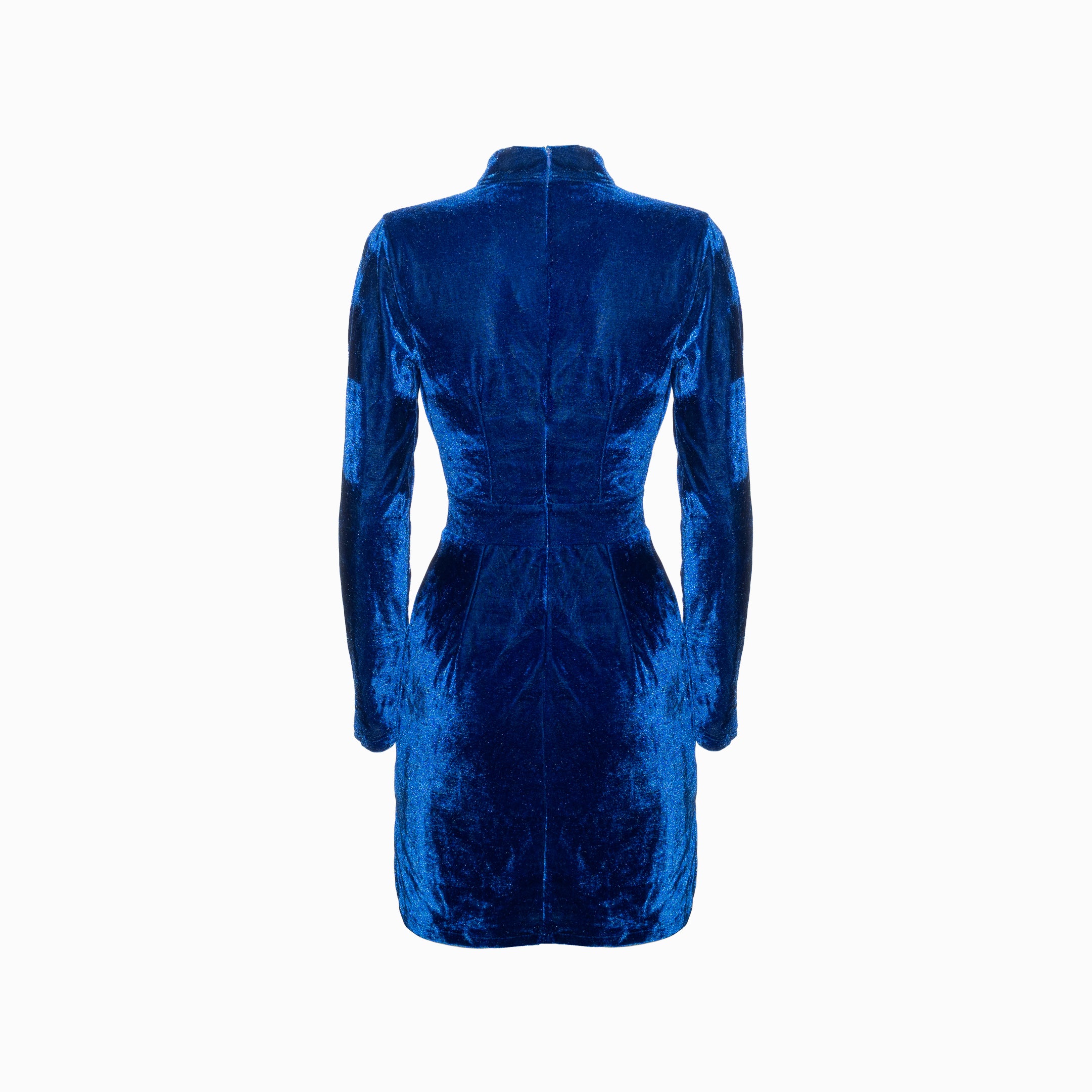 Blue velvet long sleeves dress