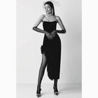 Black feathers midi dress