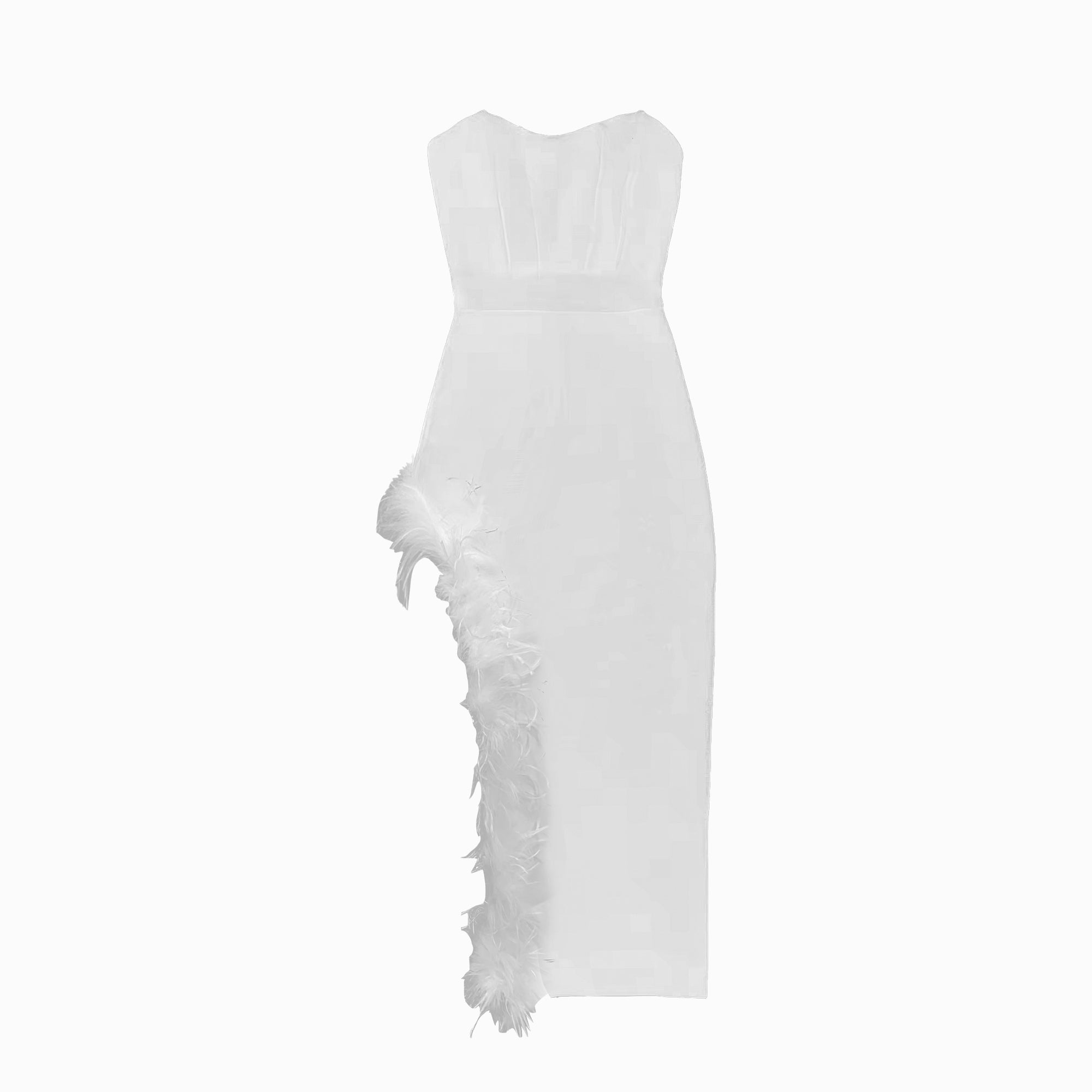 White feathers midi dress