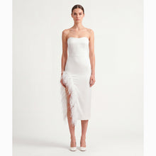 White feathers midi dress