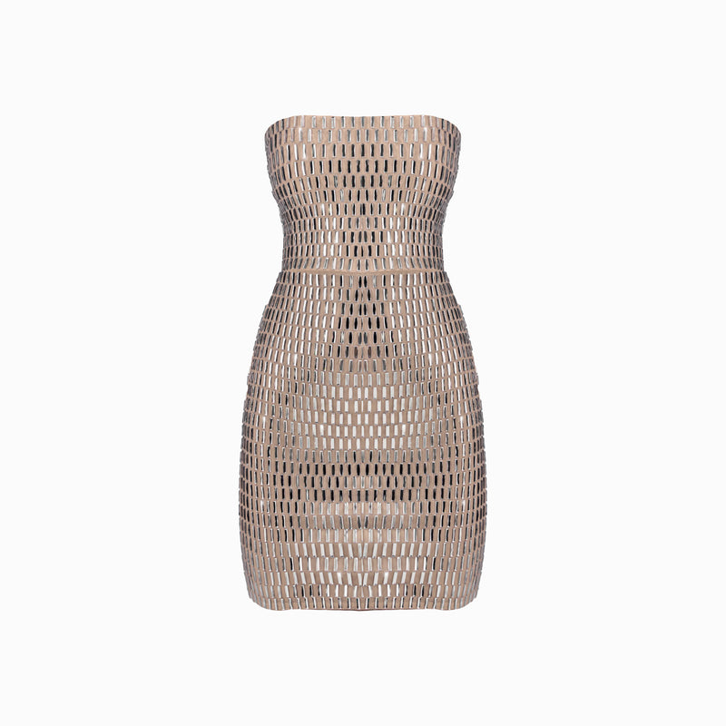 Nude crystals mini dress