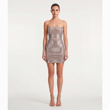 Nude crystals mini dress