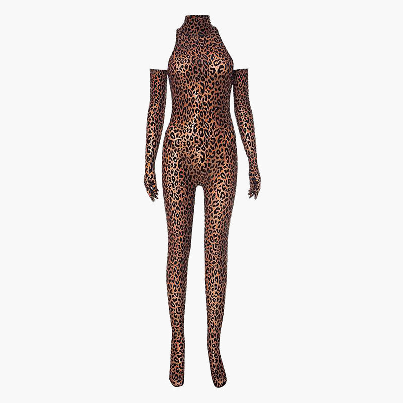 Leopard velvet jumpsuit