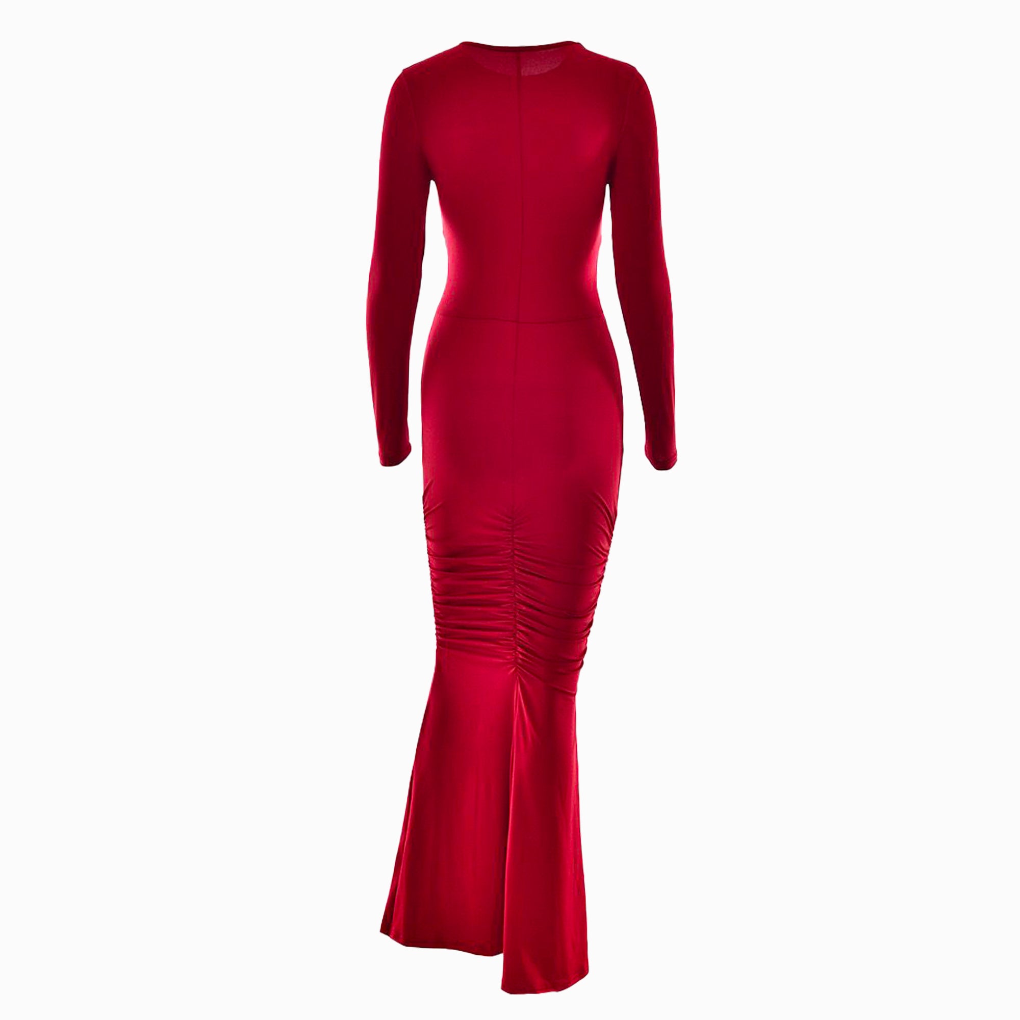 Dark red draped dress