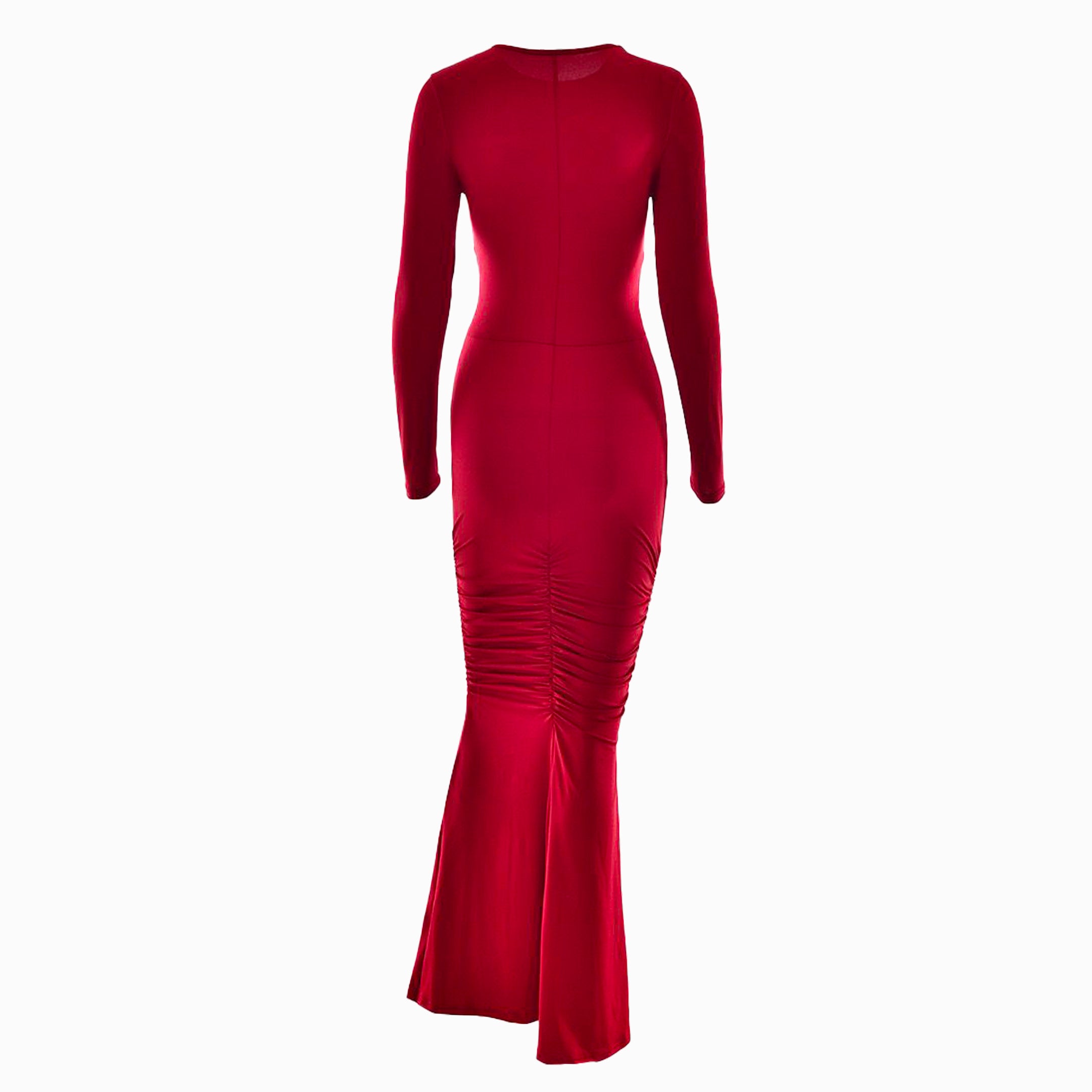 Dark red draped dress