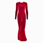 Dark red draped dress