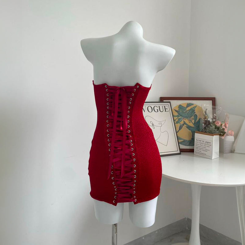 Red glitter mini dress