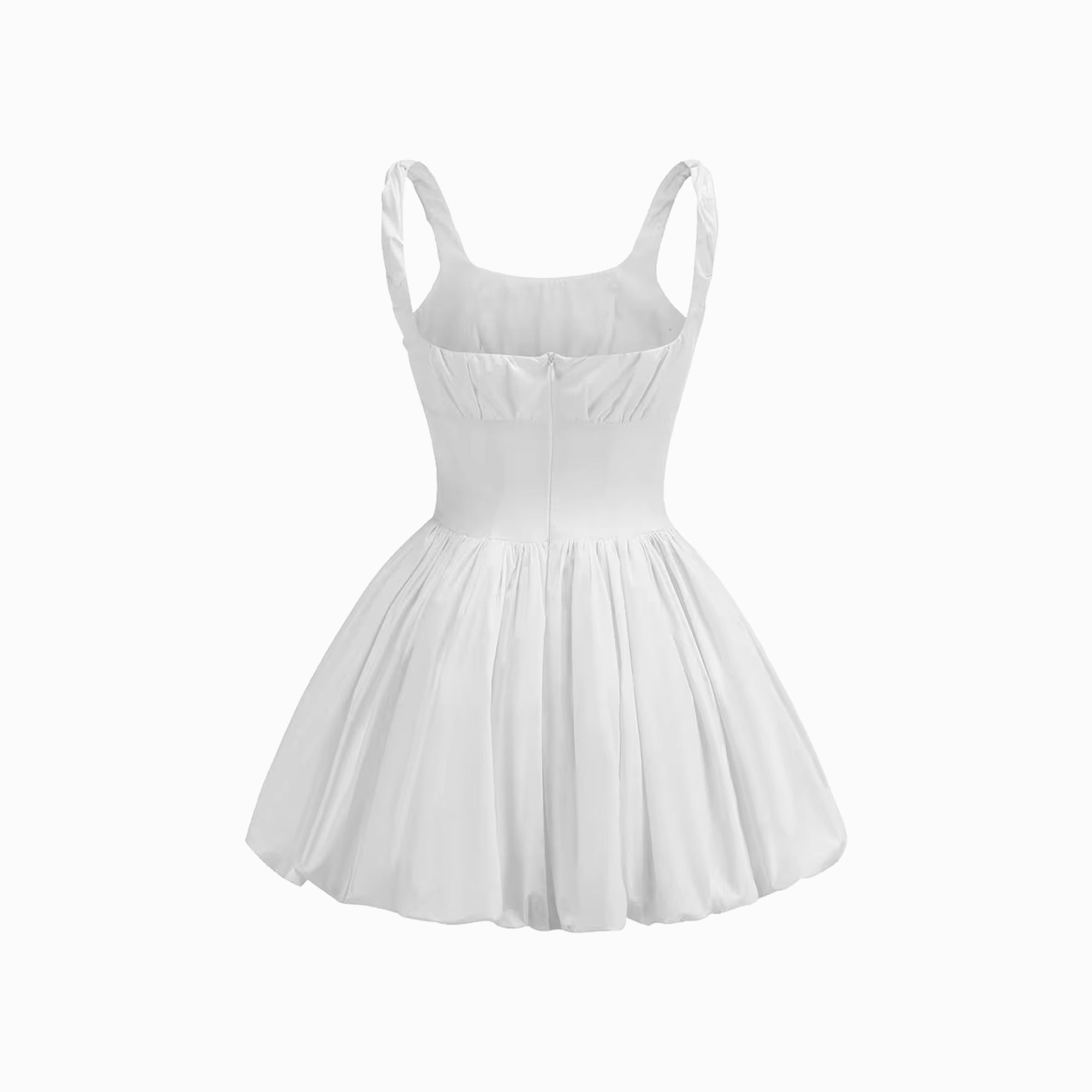 White puff mini dress