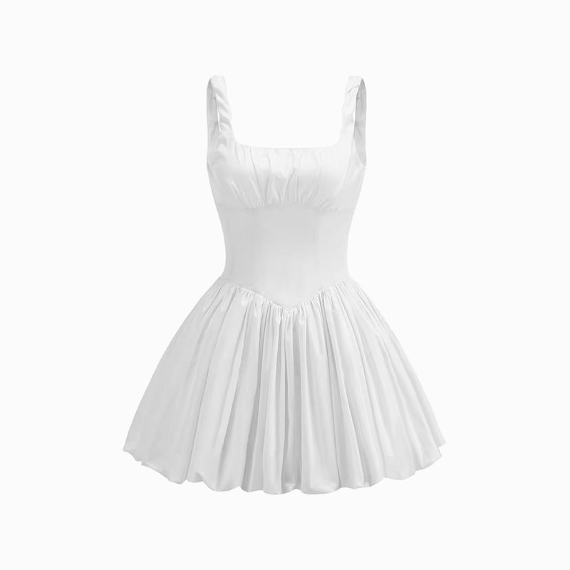 White puff mini dress