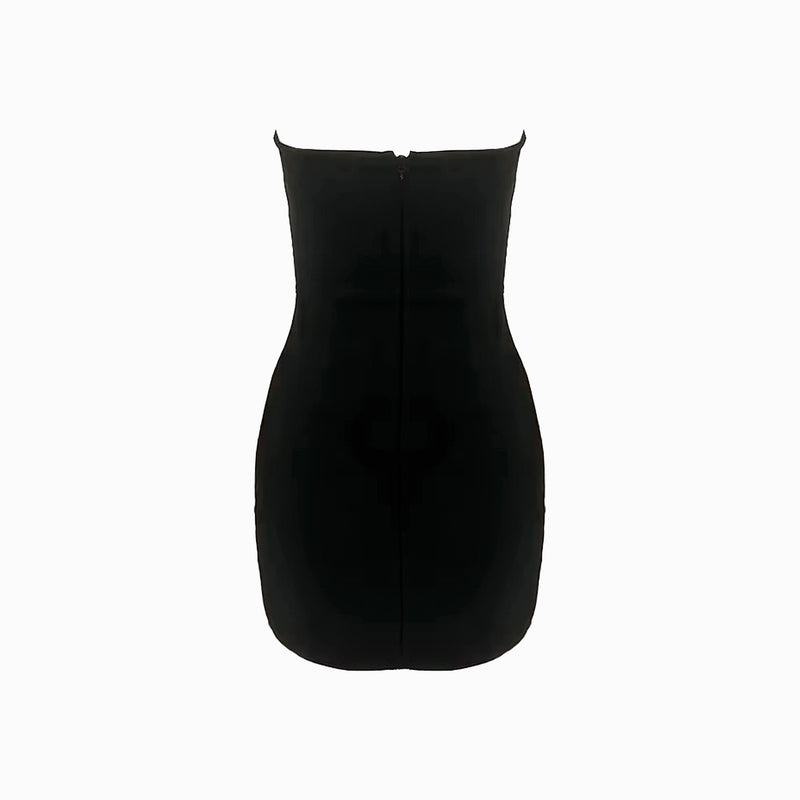 Black multicolor crystals mini dress