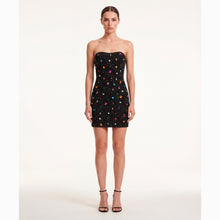 Black multicolor crystals mini dress