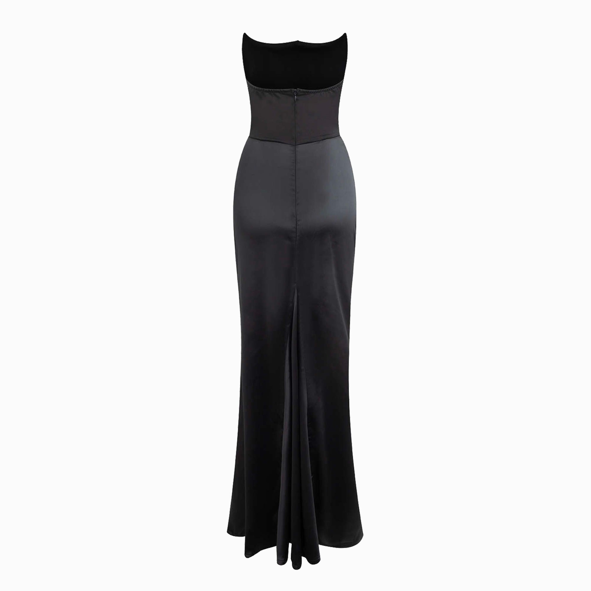 Black bustier draped dress