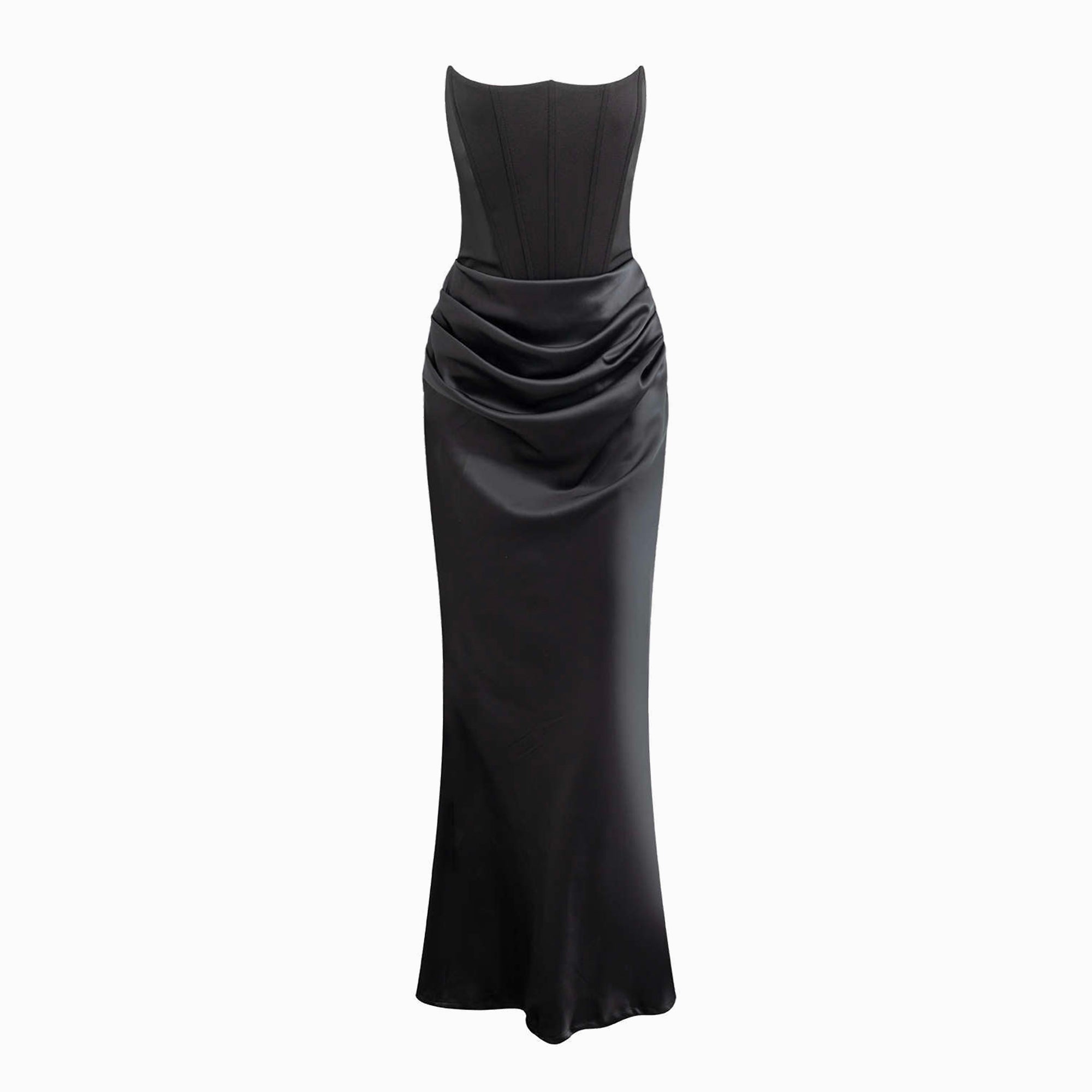 Black bustier draped dress