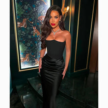 Black bustier draped dress