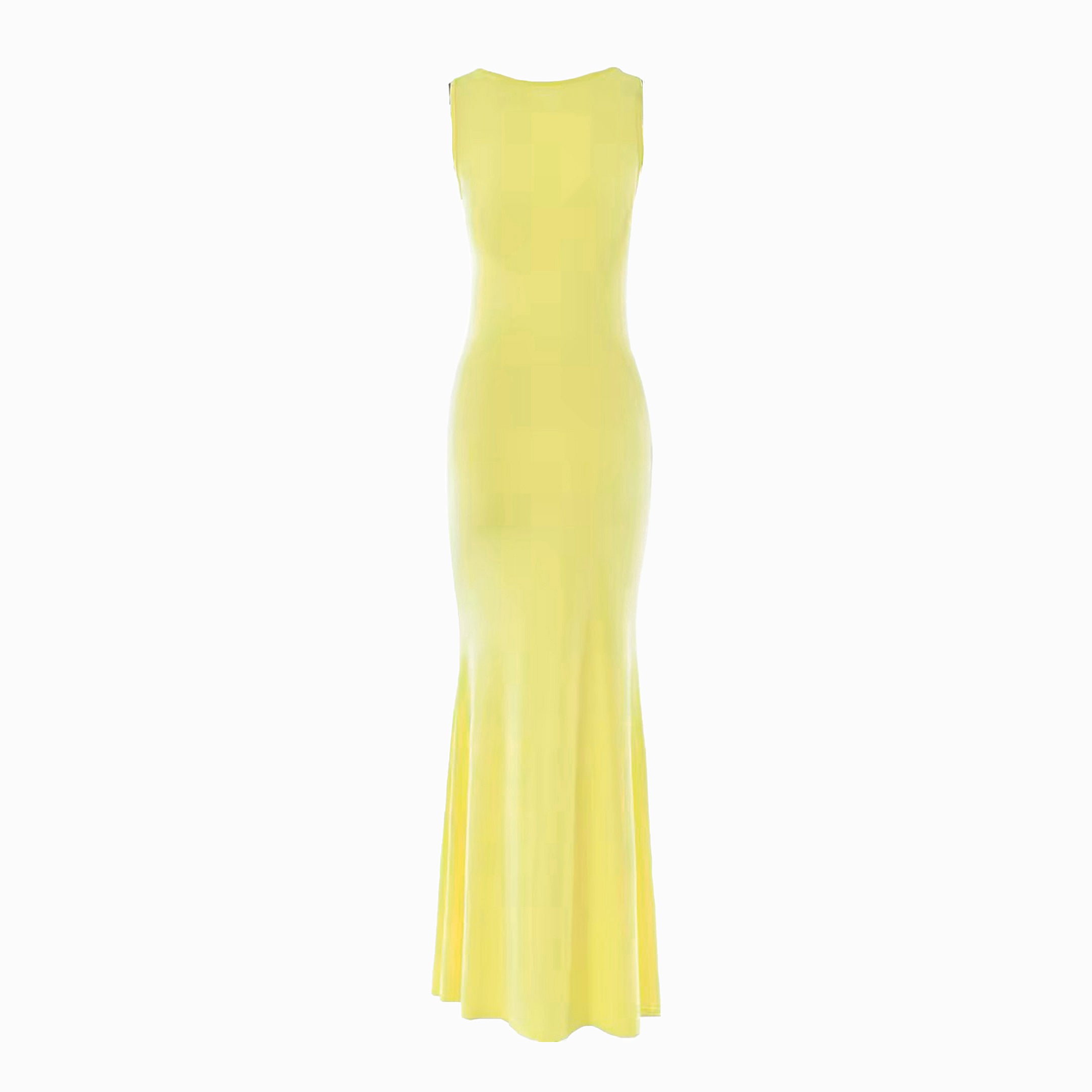 Yellow draped dress