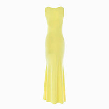 Yellow draped dress