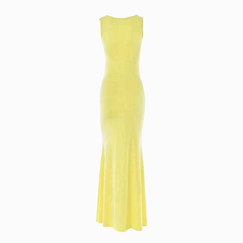 Yellow draped dress