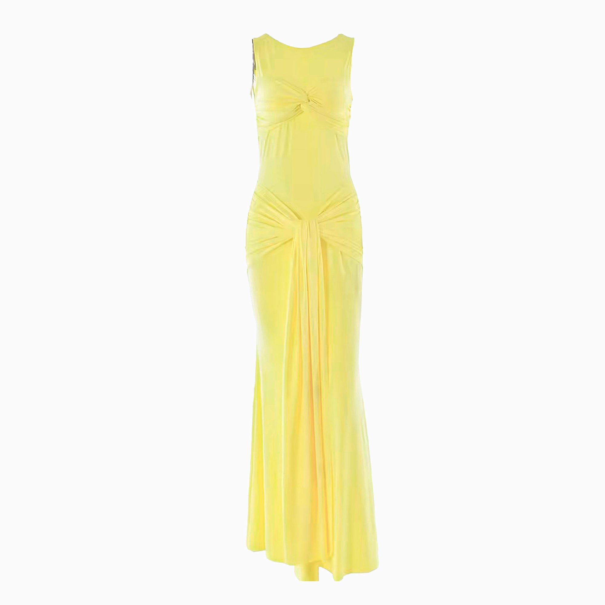 Yellow draped dress