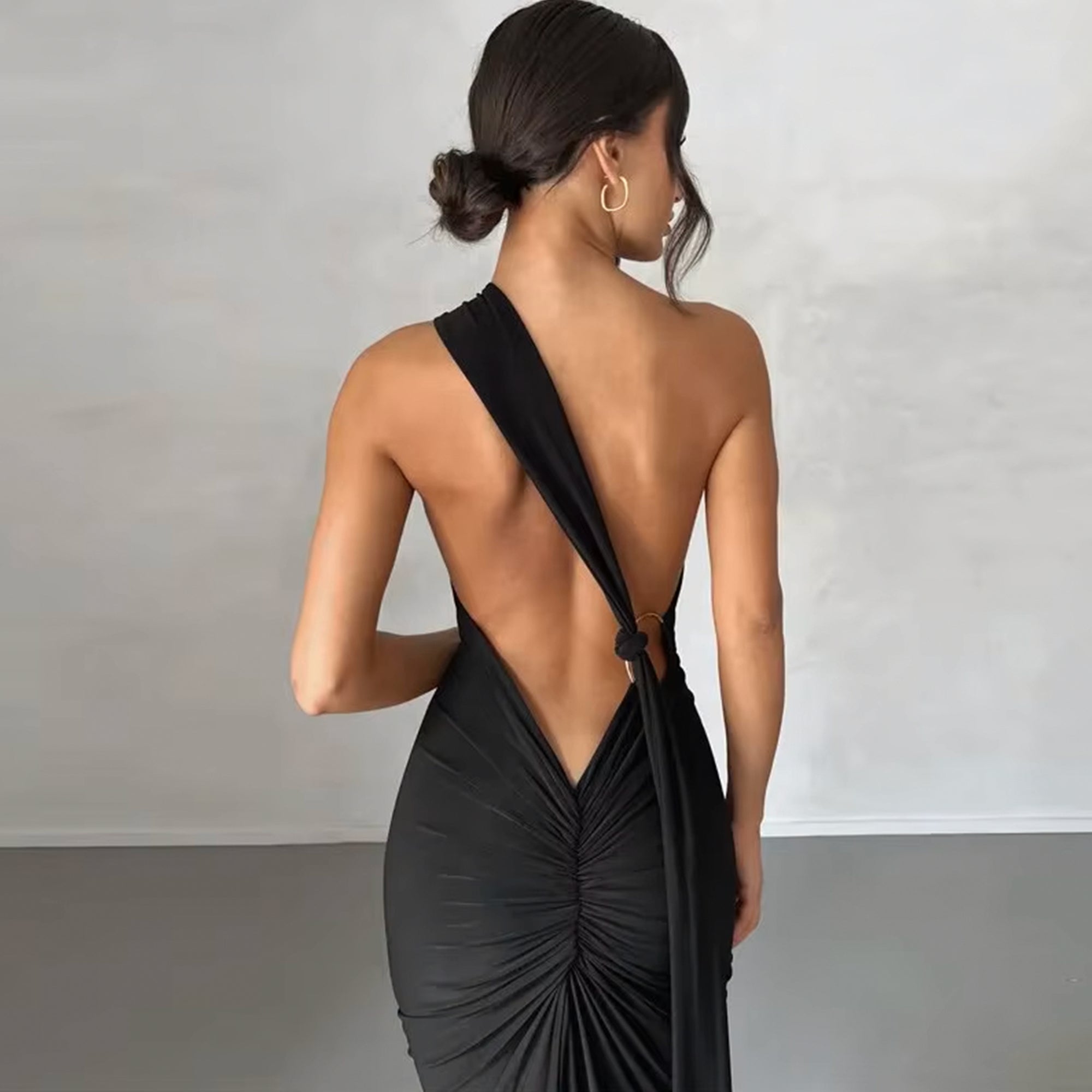 Black one sleeve dress