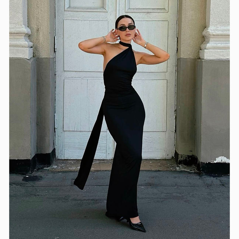 Black one sleeve dress