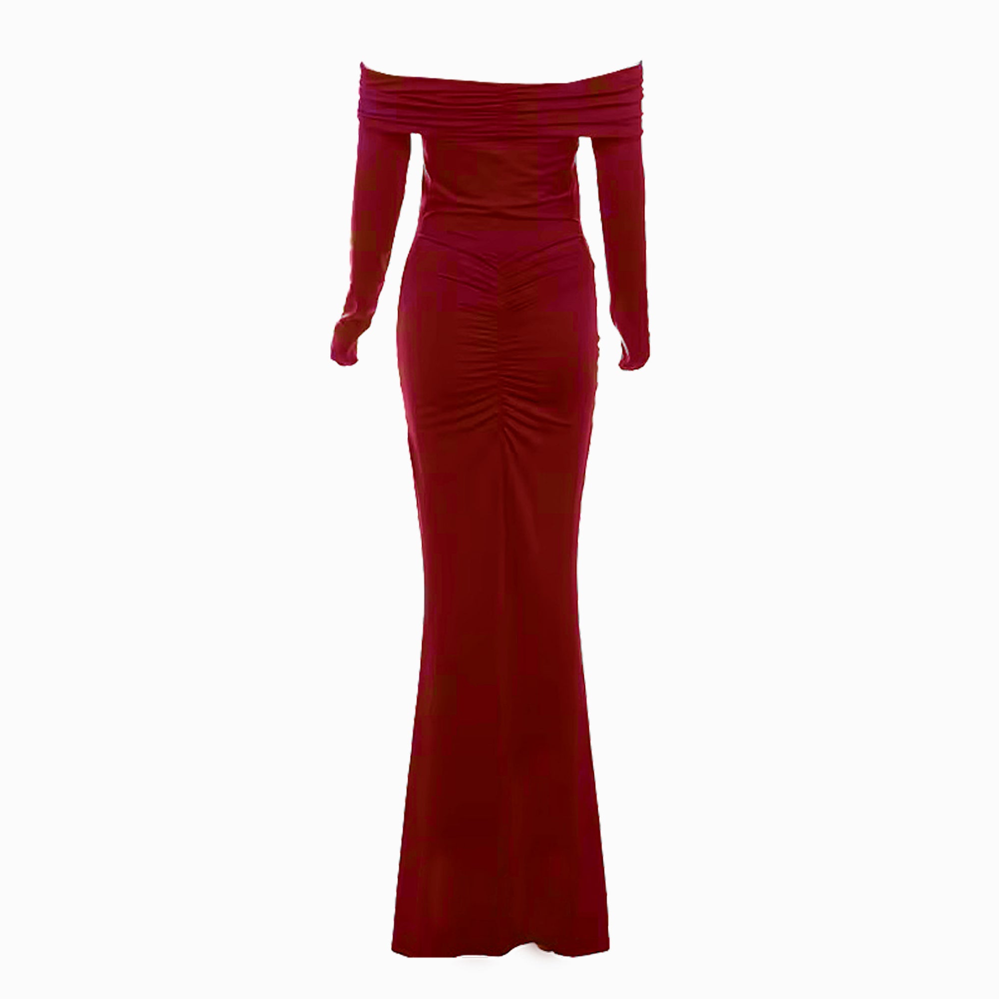 Burgundy draped dress