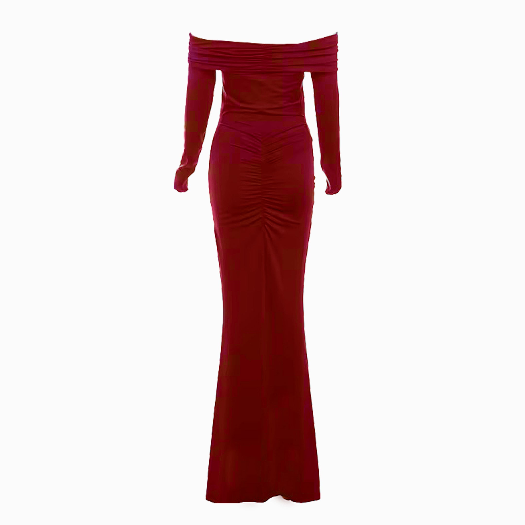 Burgundy draped dress