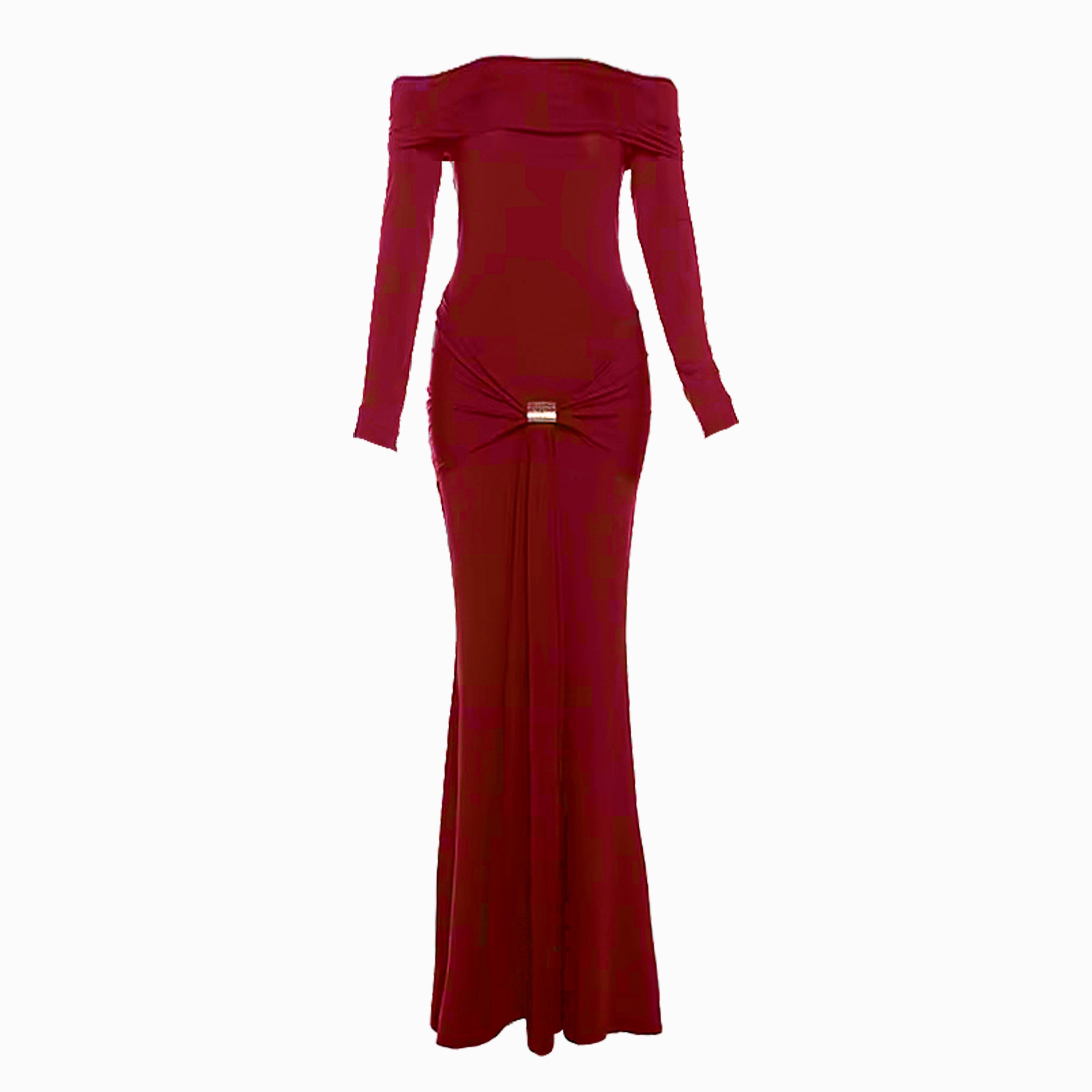 Burgundy draped dress