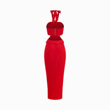 Red flowers midi dress