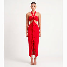 Red flowers midi dress