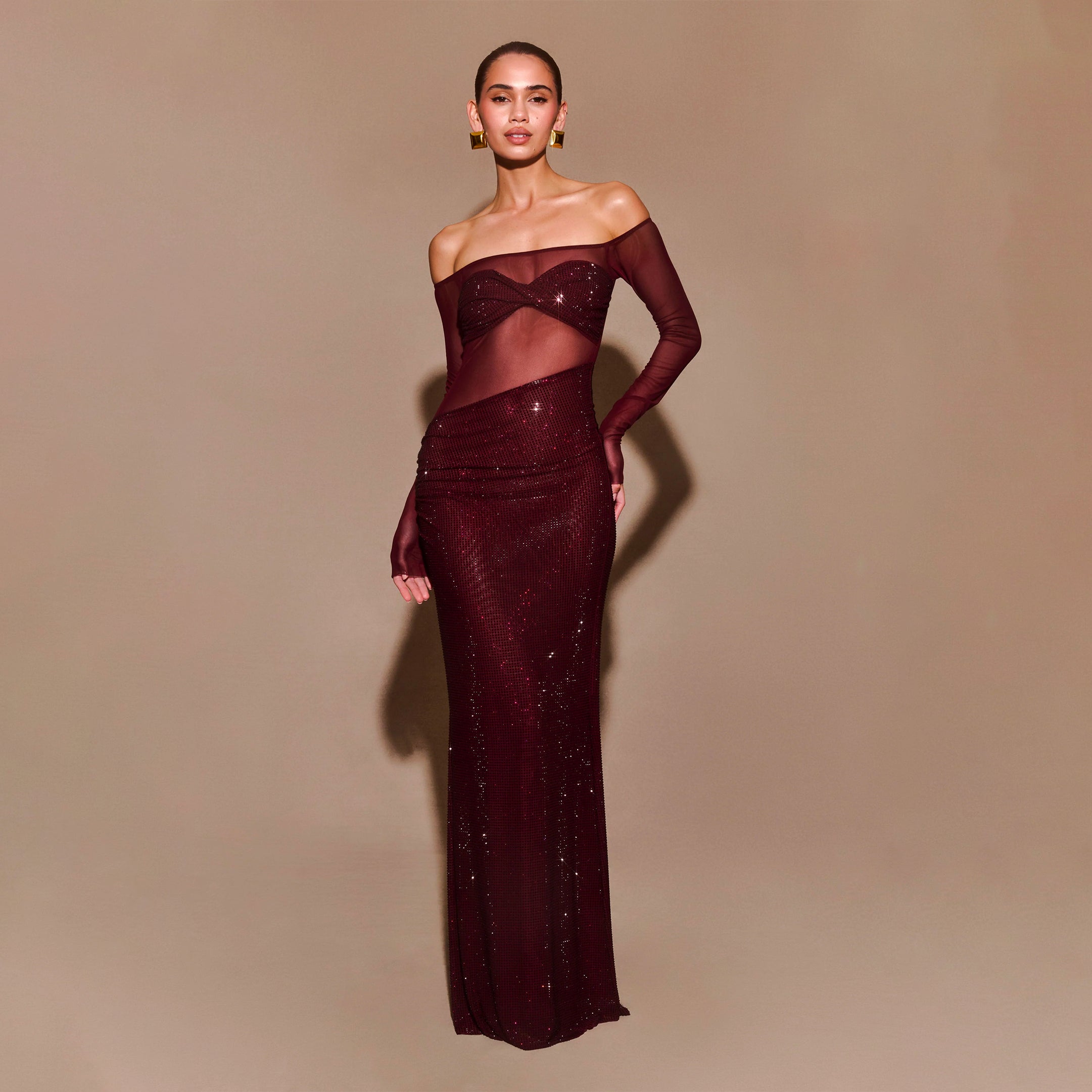 Burgundy crystals dress