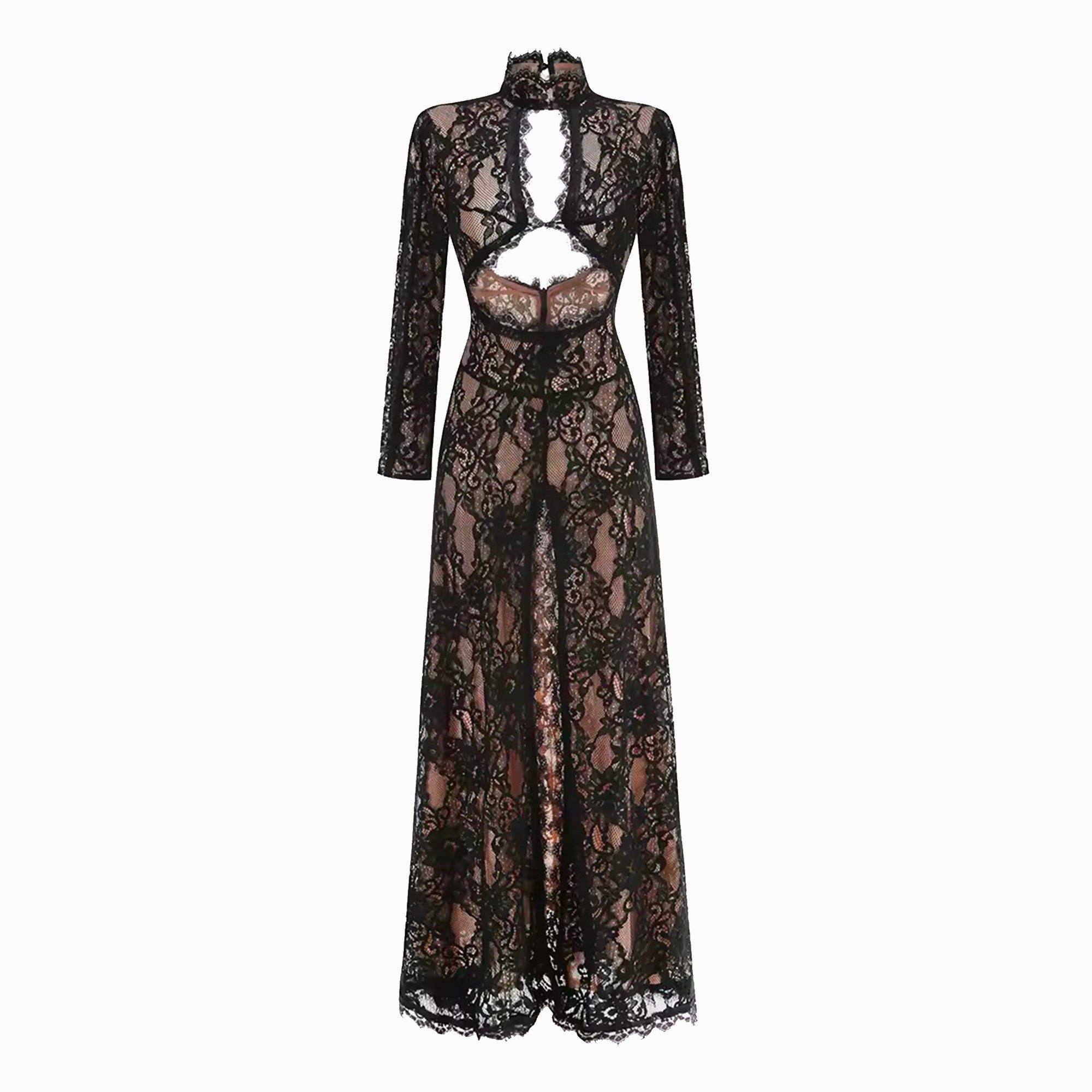 Black lace cutout dress