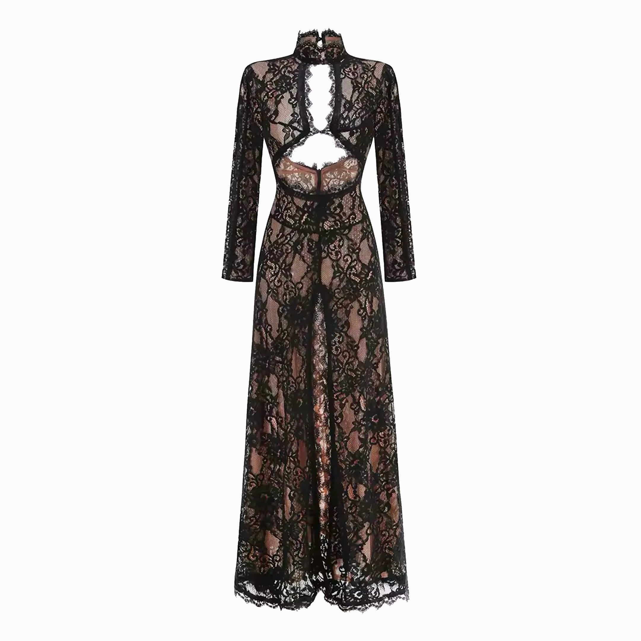 Black lace cutout dress