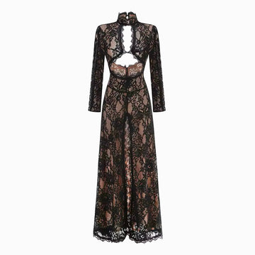 Black lace cutout dress