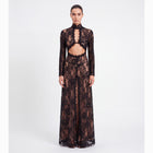 Abito lungo nero con cutouts in pizzo