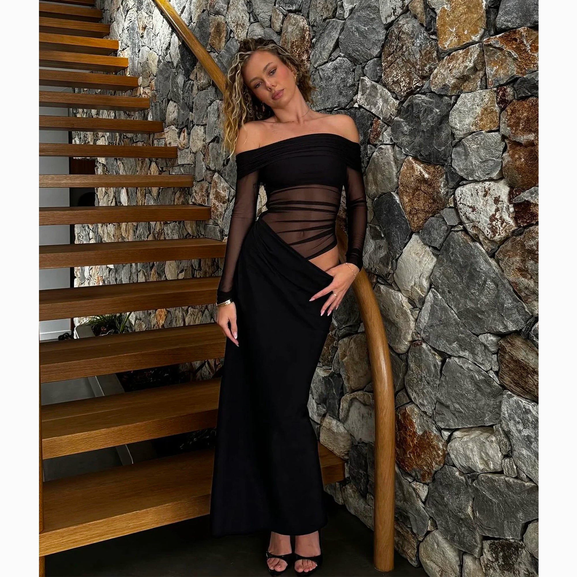 Black draped dress