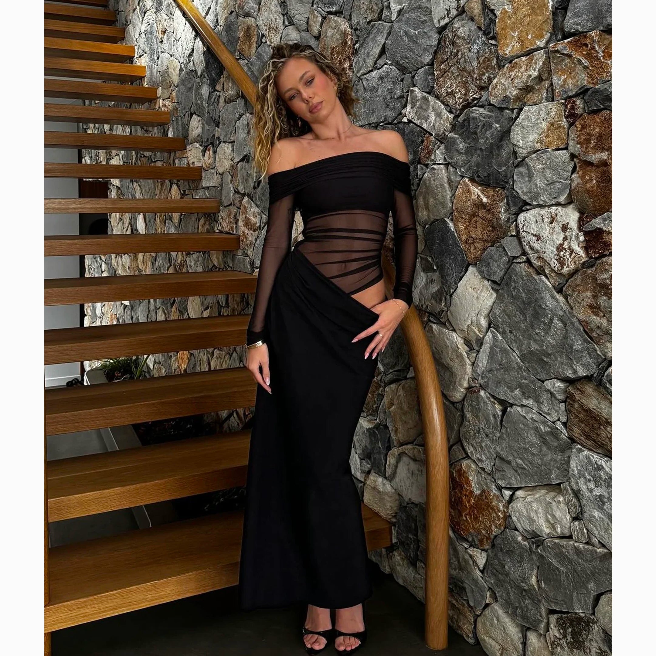 Black draped dress