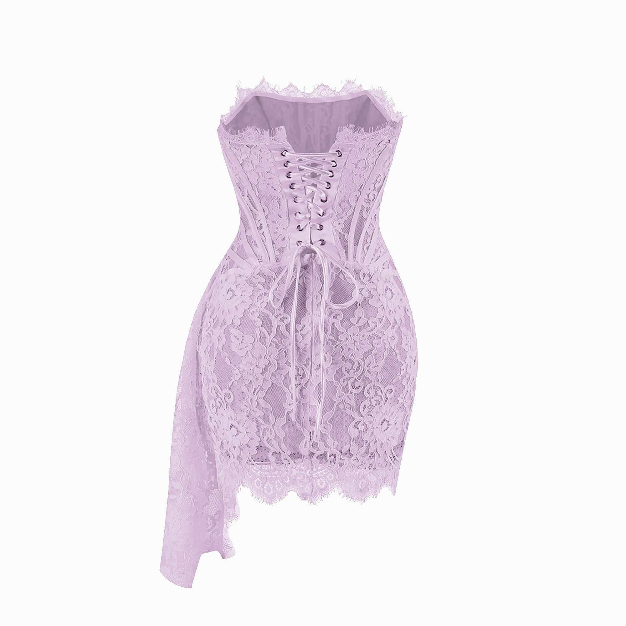 Lavander lace bustier mini dress