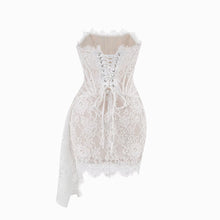 White lace bustier mini dress