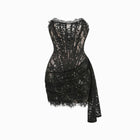 Black lace bustier mini dress