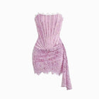 Lavander lace bustier mini dress
