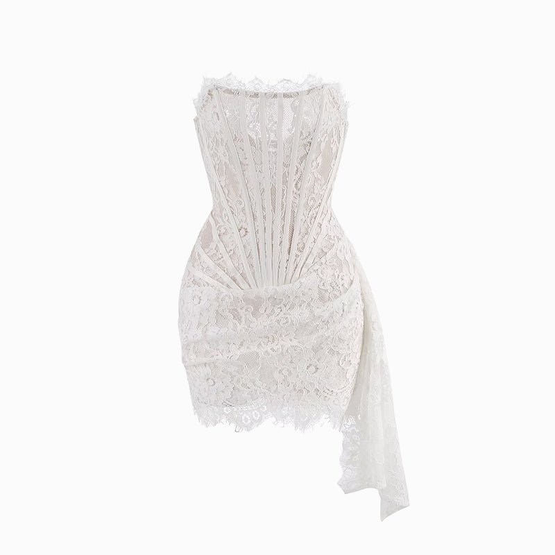 White lace bustier mini dress