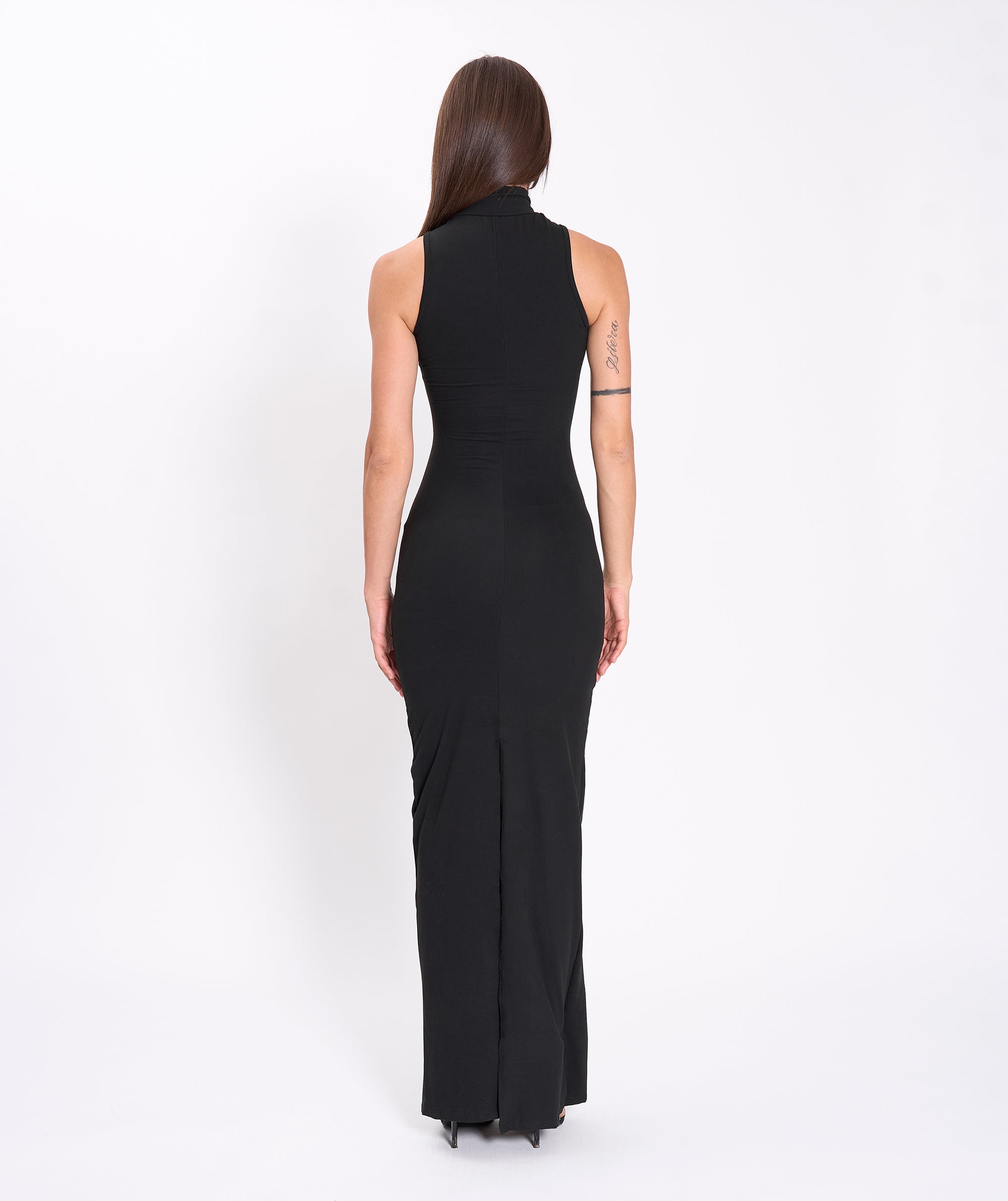 Black halter neck dress
