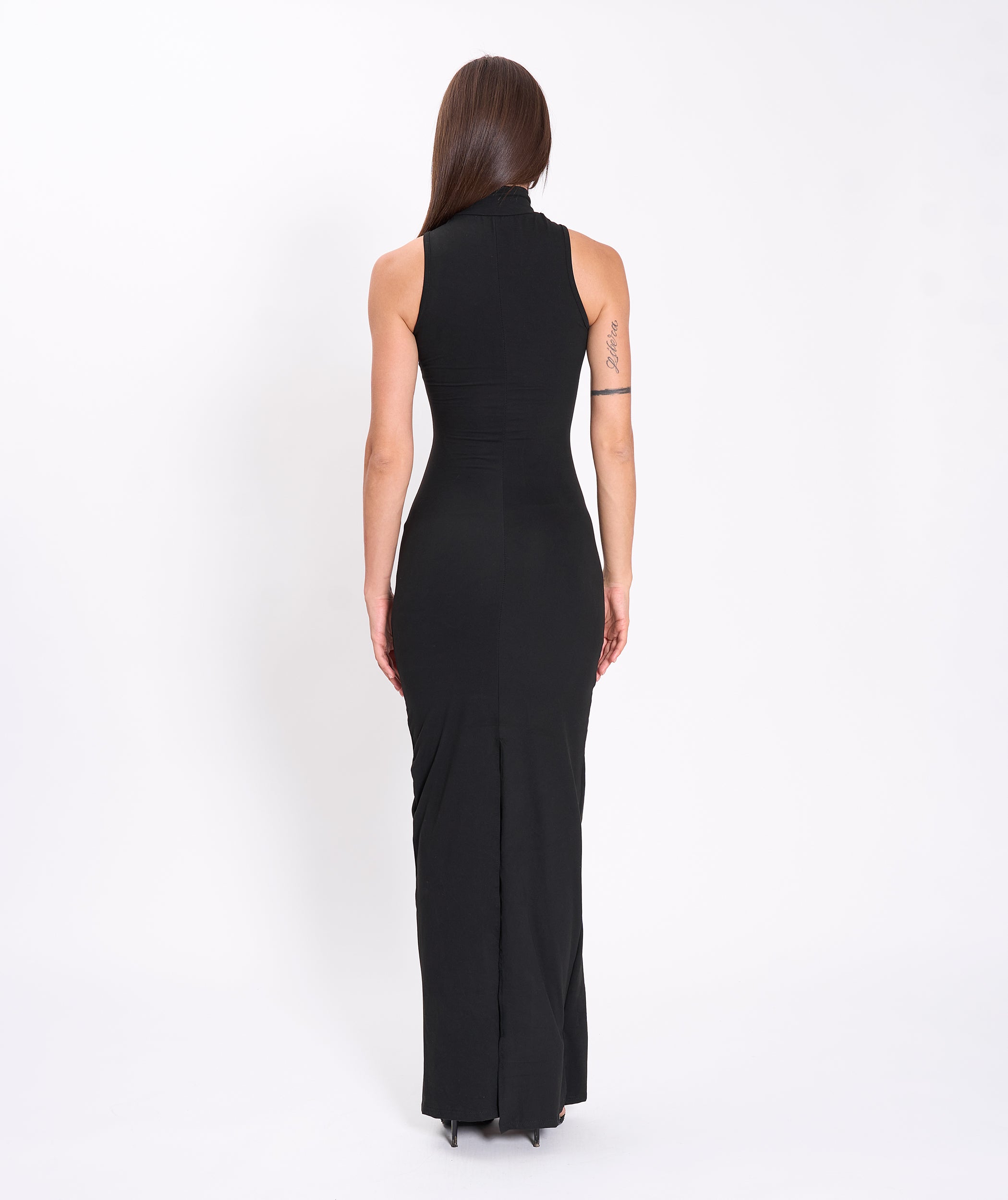 Black halter neck dress