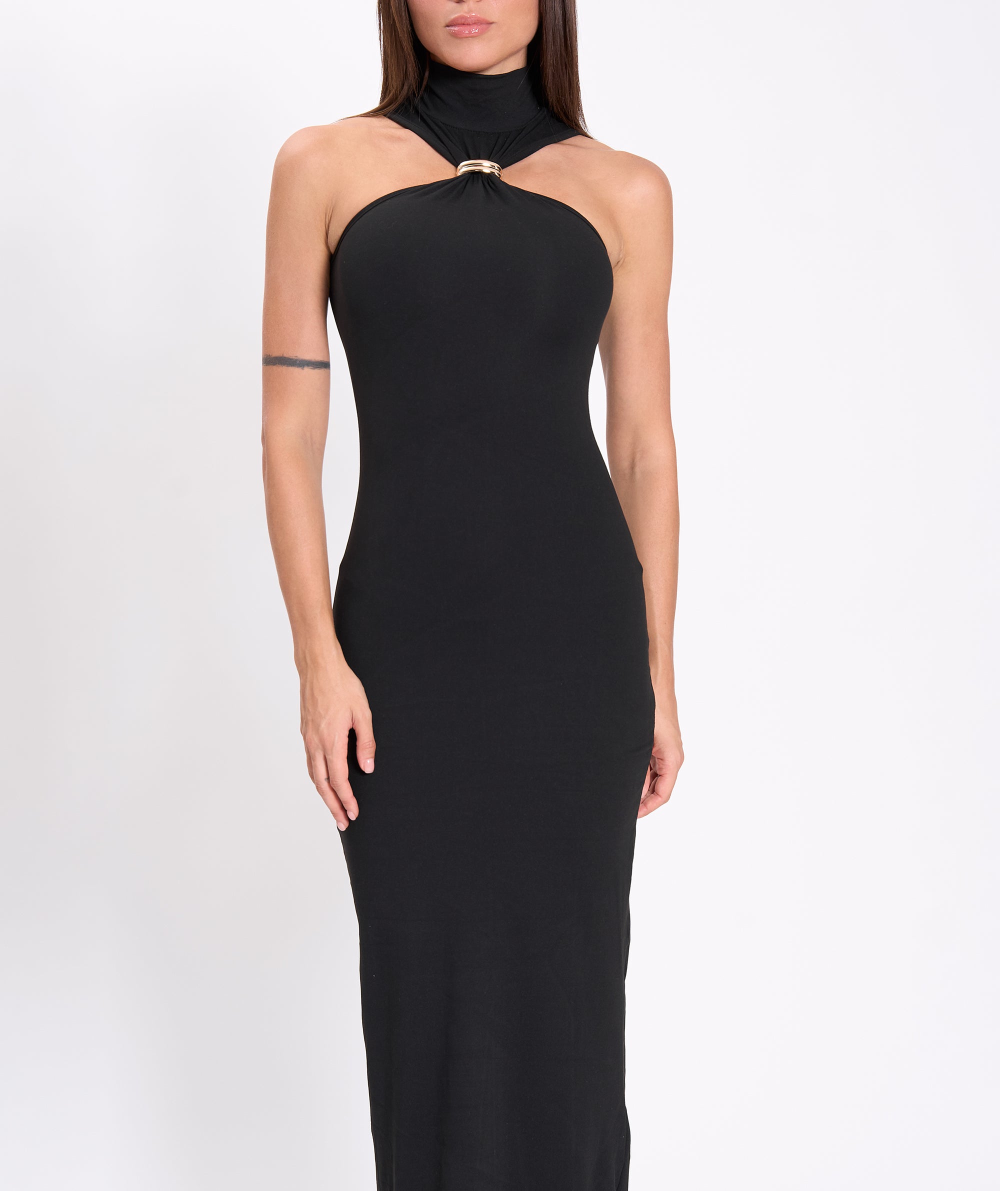 Black halter neck dress