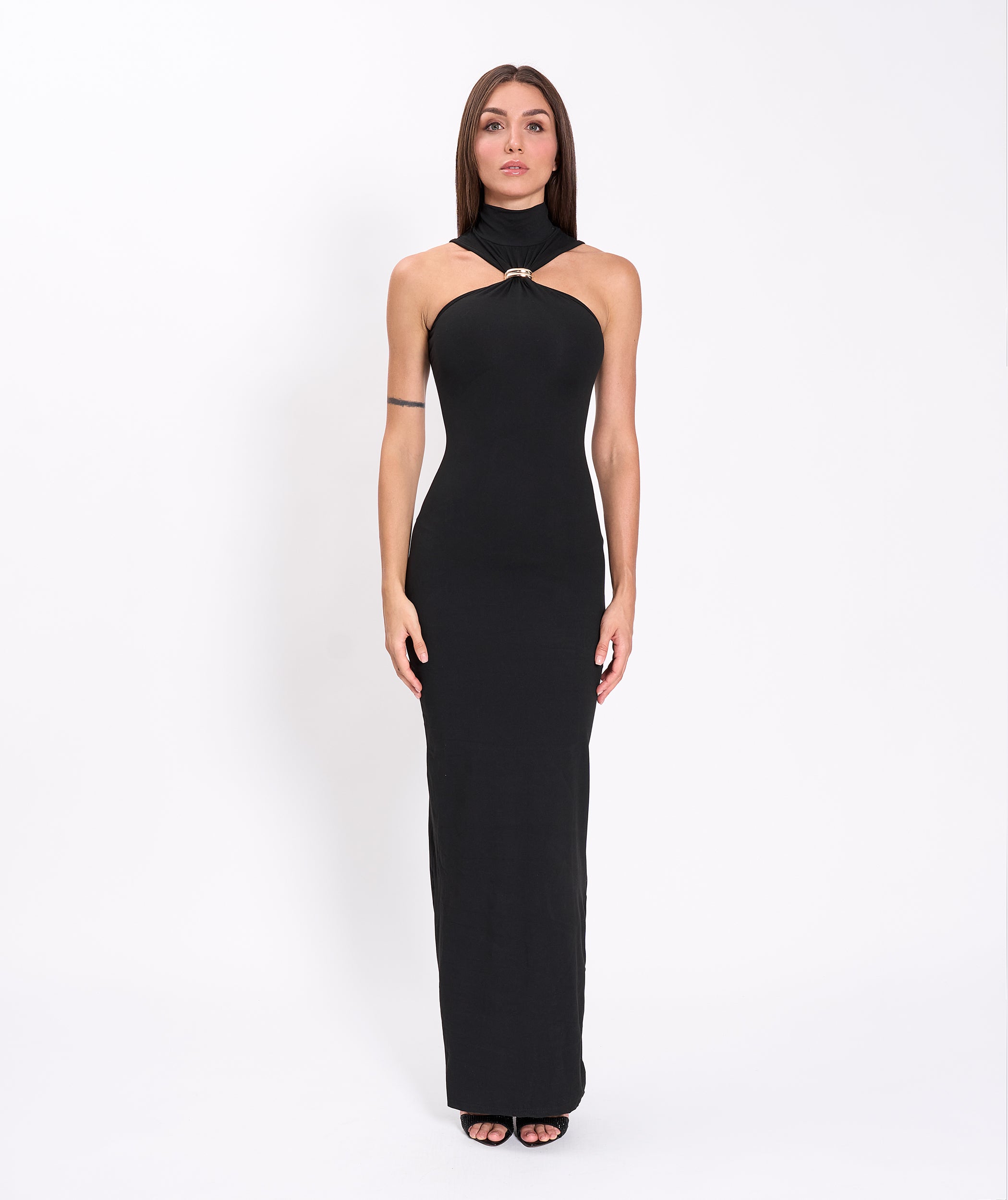 Black halter neck dress