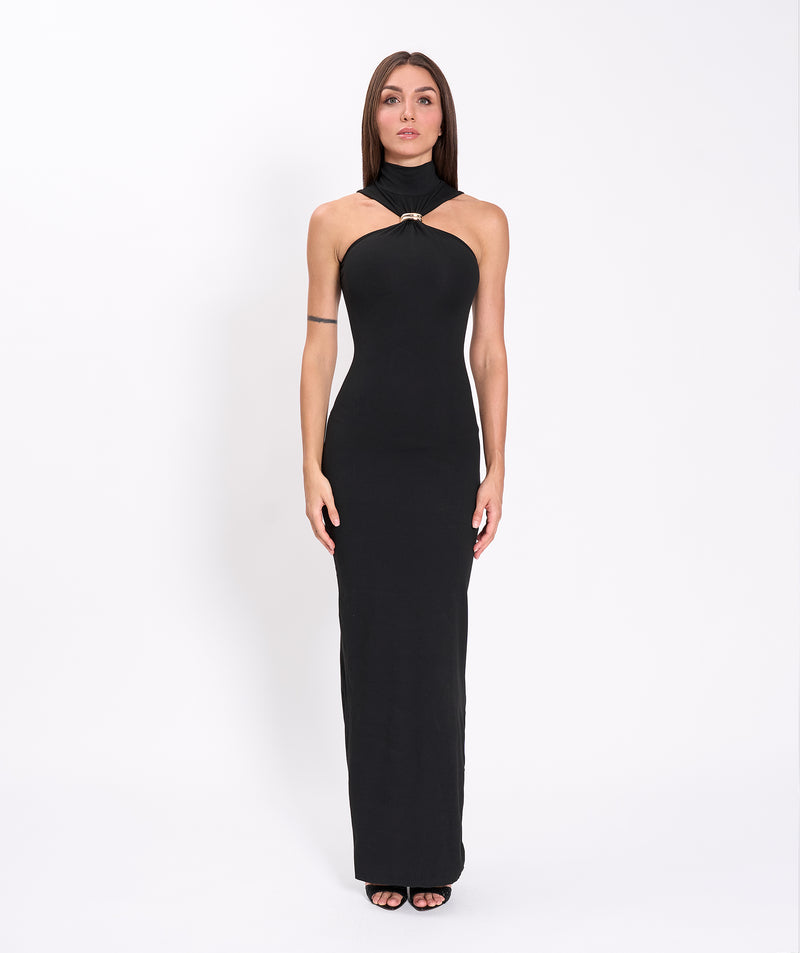 Black halter neck dress